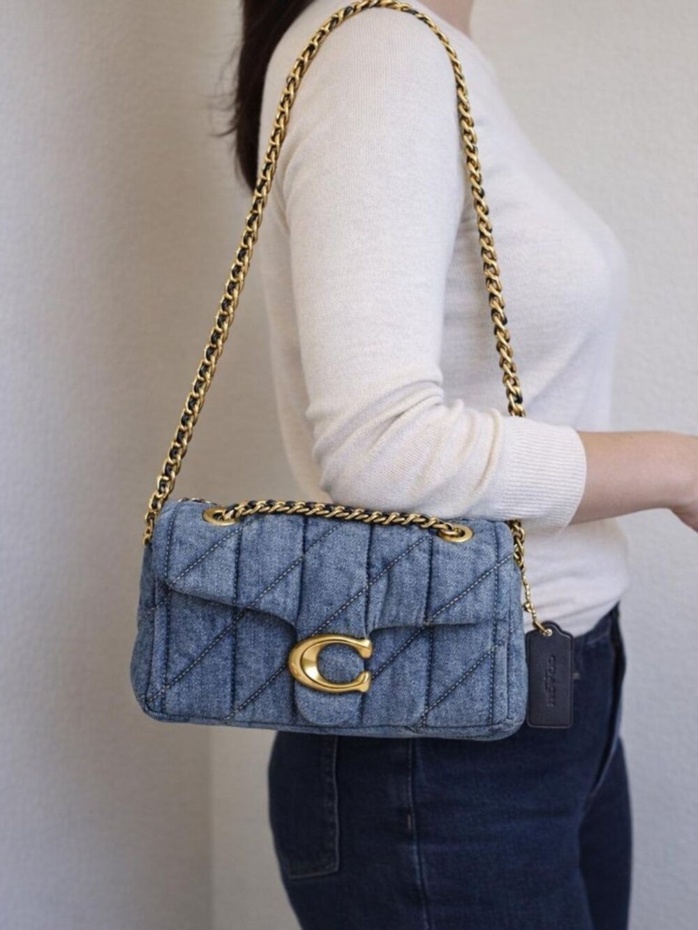 Coach Women’s Quilted Tabby Small Denim Shoulder Bag 20 - Picture 5 of 8